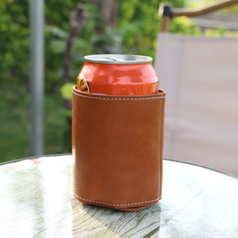 3pcs PU Leather Cooler Covers for Beer,Desktop storage, Slim Can and Bottle, Coolers Holder, Non-Slip Cooler Sleeves