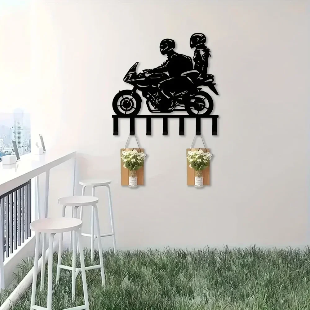 Description Picture 4 of item1pc Wall Couple Motorcycle Metal Key Hangers: Stylish Decorative Hooks, Easy-to-Install Key Holder for Home & Office Decor