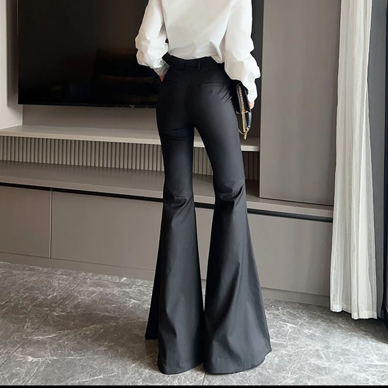 Suit pants women's high waist bell bottoms in spring and summer plus size slim trousers temperament niche high-grade trousers