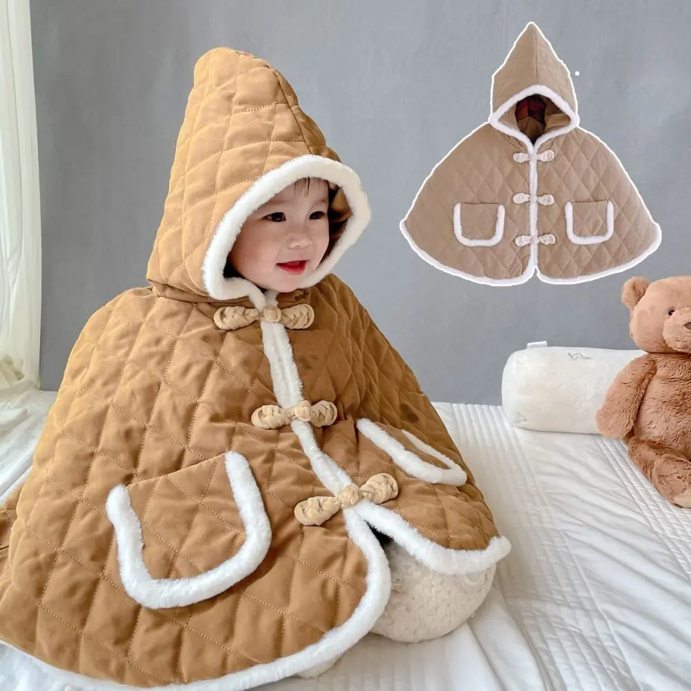 

Cute Keep Warm Cotton Padded Coat Kid Toddler Thick Outdoor Poncho Hooded Cloak Baby Winter Cape Hoodie Outwear