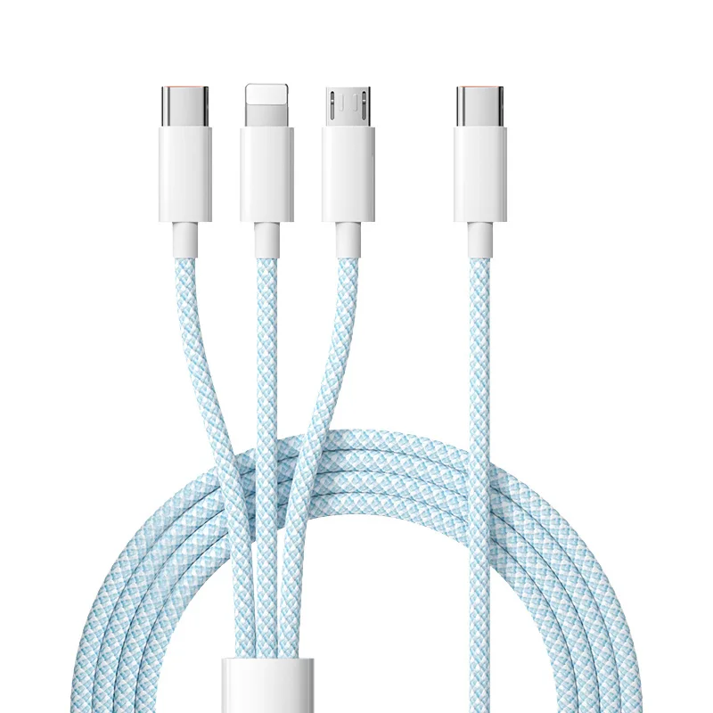รูปสินค้า สายชาร์จ USB 3 in 1 100W ชาร์จเร็ว ใช้ได้กับ Xiaomi iPhone Poco