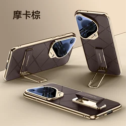 Luxury Leather Case with Wrist Strap & Kickstand - Shockproof with Camera Lens Protector for Pura 70 Pro (7KXC2DY29BROWN)