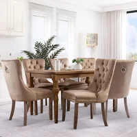 Velvet Dining Chair Set of 6, High Back Side Chair, Modern Upholstered High End Tufted Side Chair with Button Back Loop 1