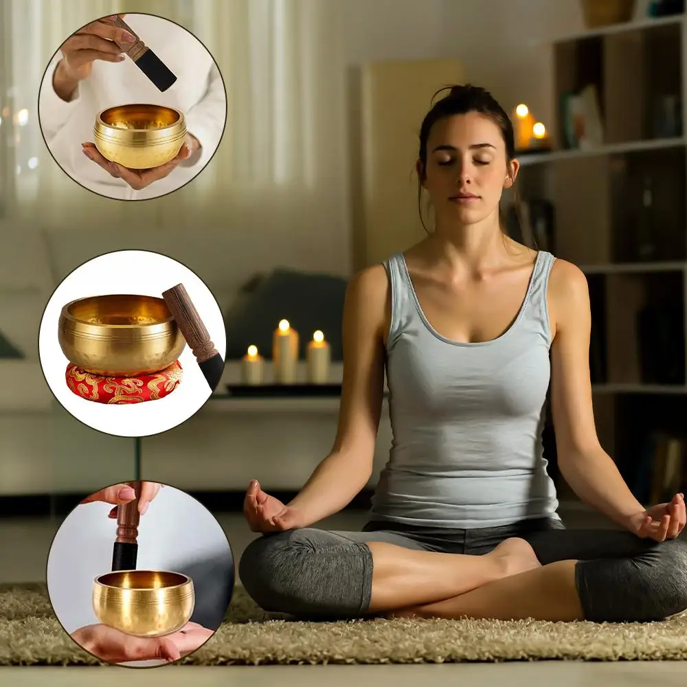 Singing Bowl Set Meditation Yoga Meditation Chanting Bowl Wind chime for Yoga Chakra Healing energy Mindfulness Stress Relief