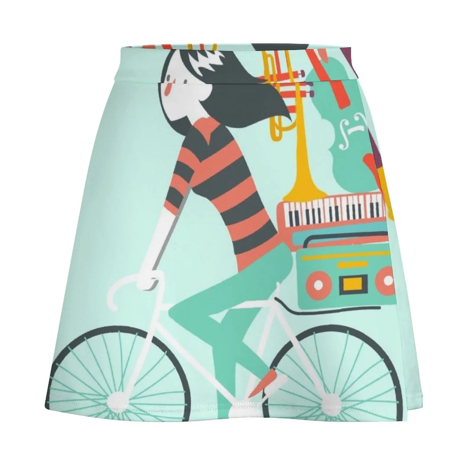 All musical instruments in the bike luggage Mini Skirt kawaii clothes japanese kawaii clothes Dresses