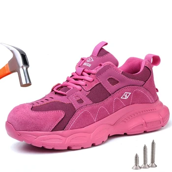 Chaussures de sécurité de travail légères pour femmes et hommes, baskets de protection respirantes à bout en acier, bottes de sécurité indestructibles, 2025