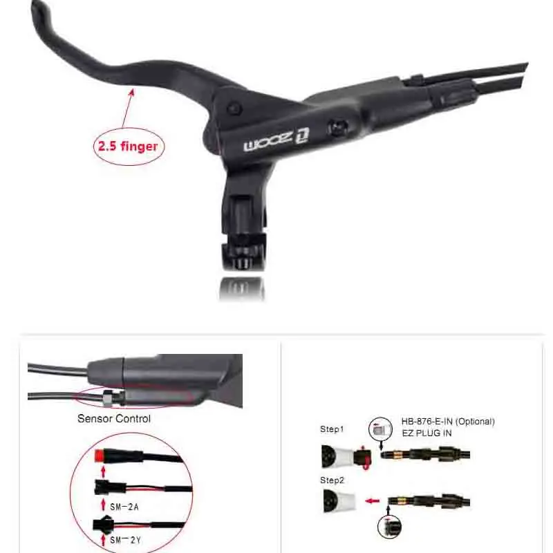 Zoom 2 3 pistion Hydraulic Brake Lever Power-off cut off Oil brake lever SM2A SM2Y 2Pin 3Pin Plug Electric Bicycle scooter