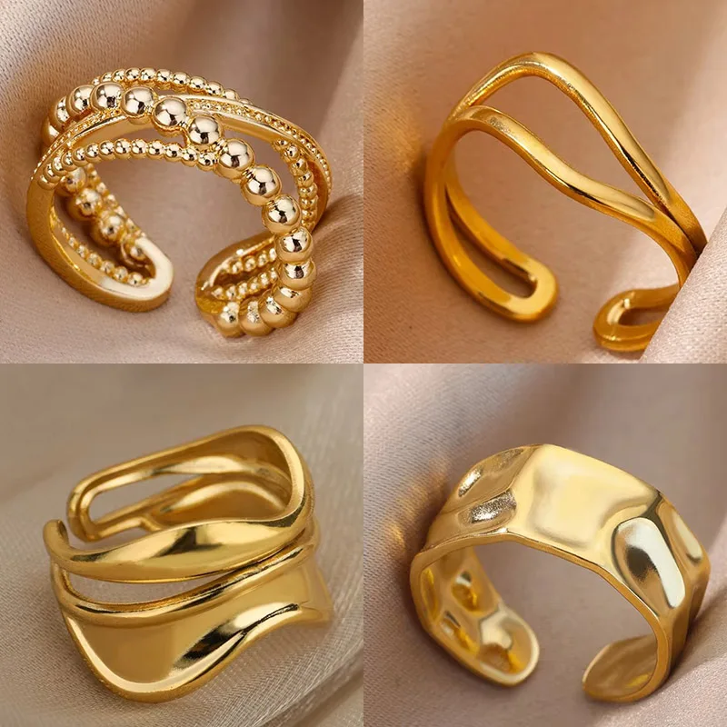 Minimalist Line Stainless Steel Open Rings For Women