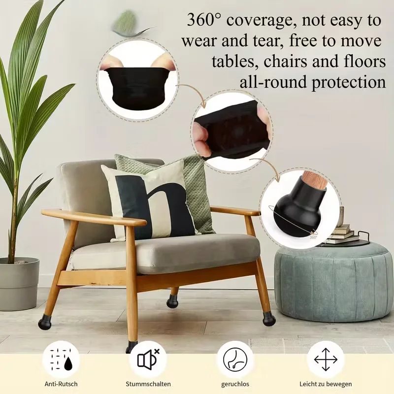 Set of 4 Silicone Floor Protector with Felt Padding