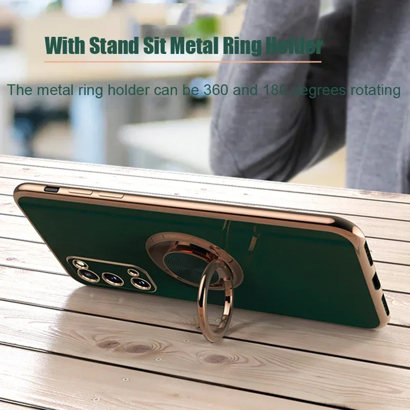 Luxury Plating Silicone Case with Ring Holder - Premium Protection and Style