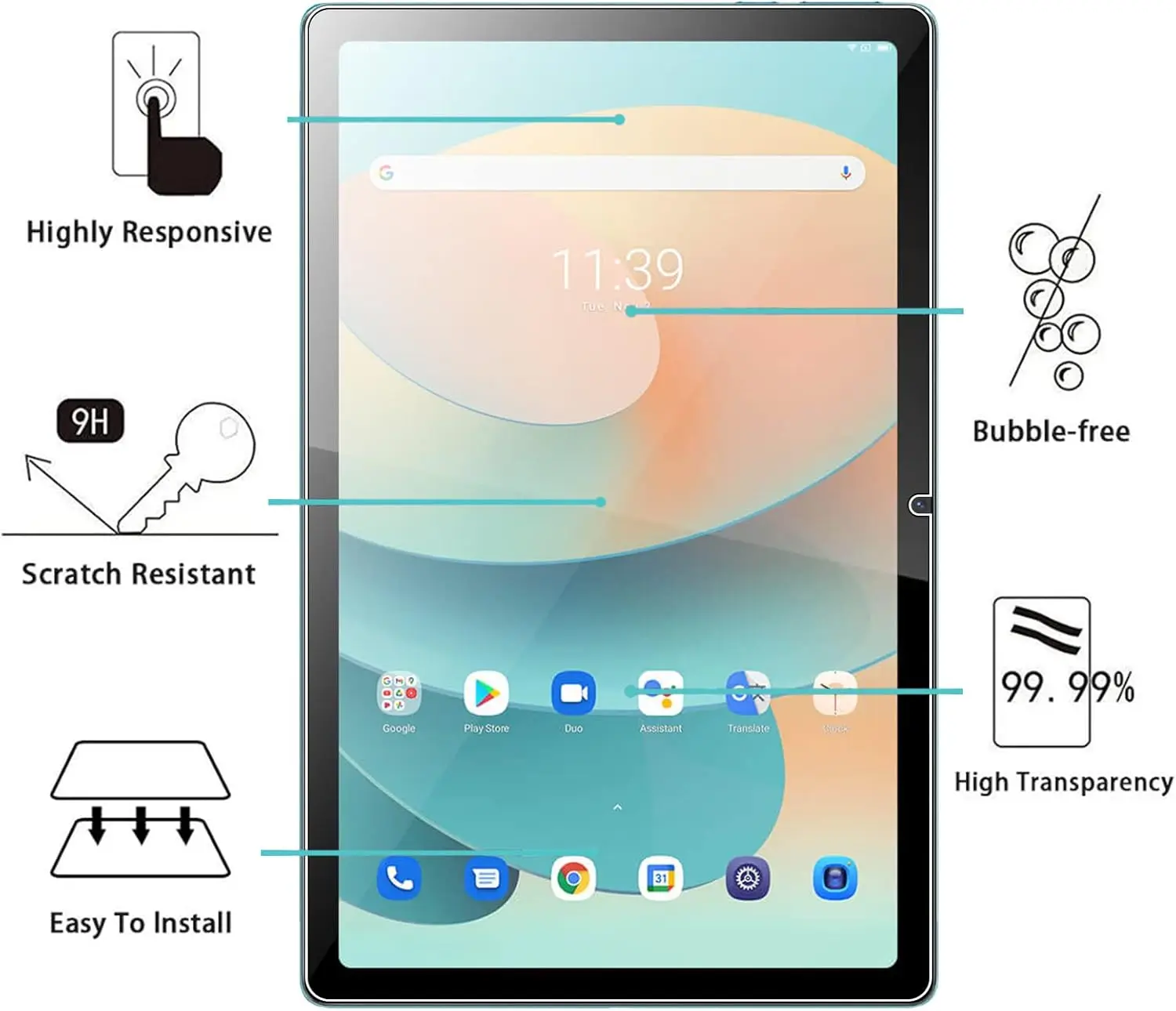 Premium 10.36 HD Clear Tempered Glass Tablet Screen Protector with 2.5D Radian Edge and Anti-Scratch Technology