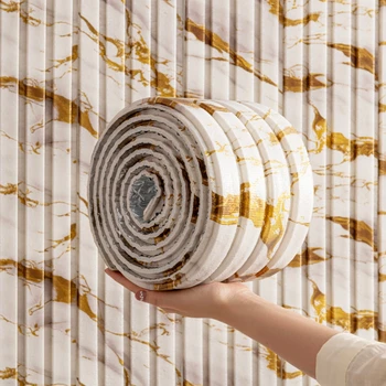 วอลเปเปอร์โฟมกันกระแทกแบบมีกาวในตัว ตกแต่งบ้าน 3 มิติ แผ่นผนัง PVC แบบลอกและติด สำหรับตกแต่งผนังห้องนอน 15