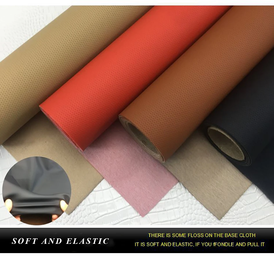 Perforated Vinyl Faux Leather Sheets Upholstery Vinyls Faux Leather Fabric Stretchy DIY Crafts Steering Wheel Headrest