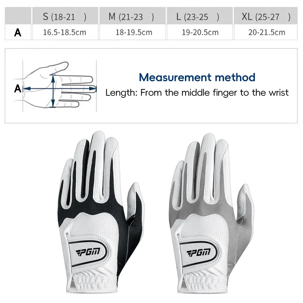 1Pc PGM Men Golf Gloves White Breathable Kid-lambskin Genuine Leather Sport Hand Glove Wear Single Left Handed Batting Training