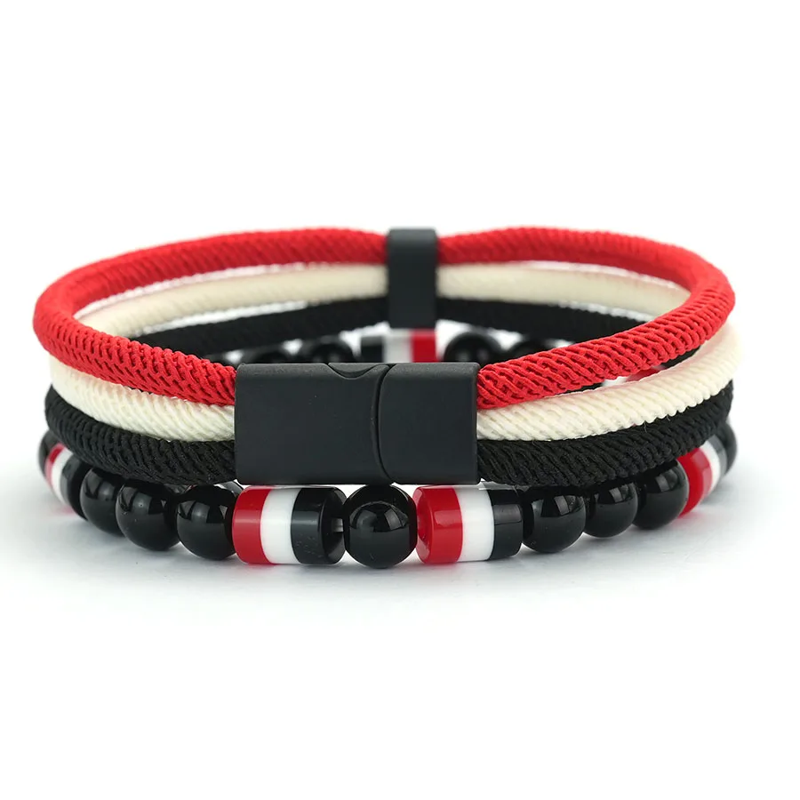 Obsidian Strand National Flag Color Bracelet for Men