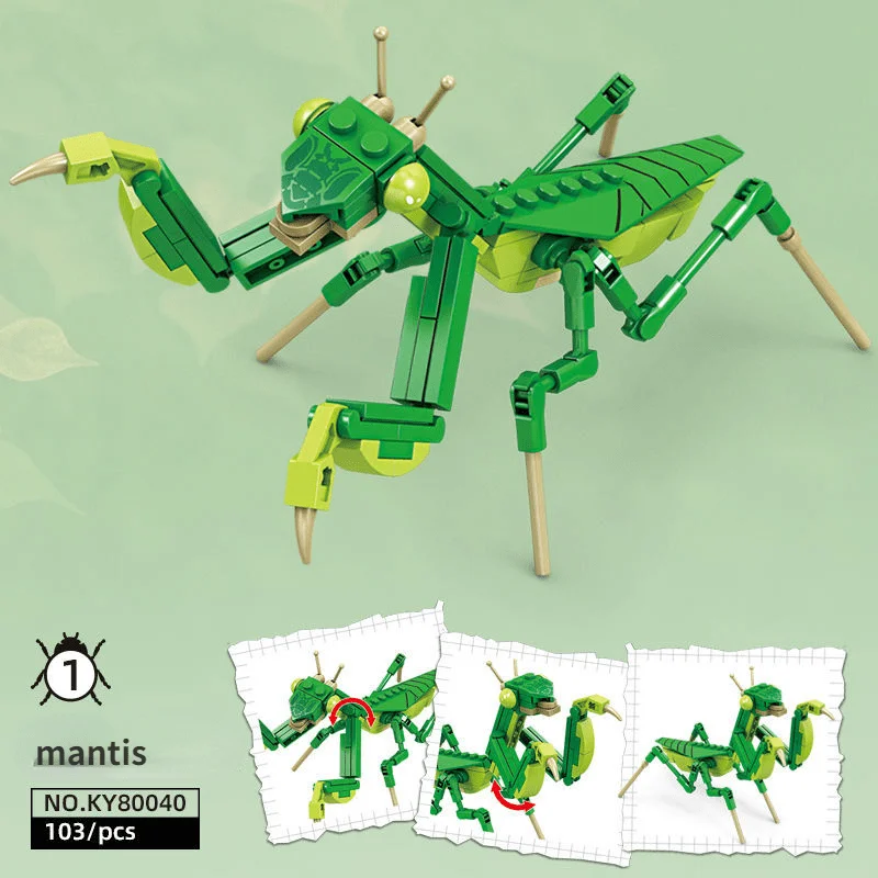 Insect Building Block Assembly Toy, Praying Mantis, Bee, Forest Animal Assembly Model, CHILDREN'S Birthday Gift, Boys and Girls 6