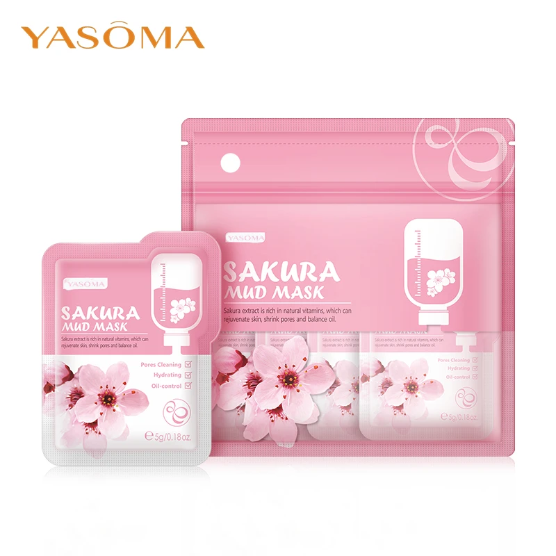 

YASOMA 12PC Sakura Mud Face Mask Oil Control Anti-aging Pore Reduction Whitening Hydrating Moisturizing Mask Skin Care