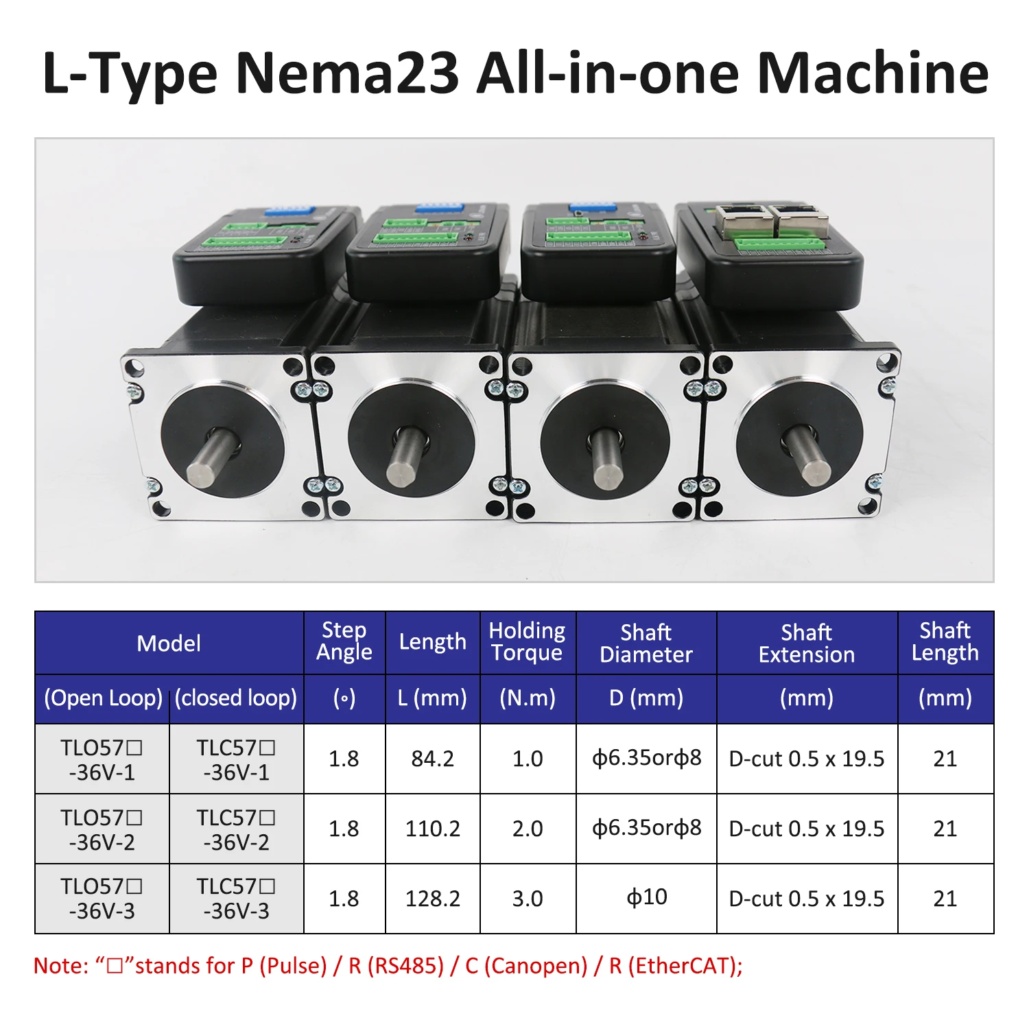 1/2/3N.m Stepper Motor Integrated 36V 4A 2Phase Nema23 Open Loop Integrated Stepper Motors Driver Packaging Machine Lichuan