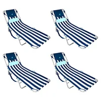 Adjustable Lightweight Beach Sunbathing Lounger Chair with Breathable Quick-Dry Fabric and Durable Aluminum Frame 4 Pack 1