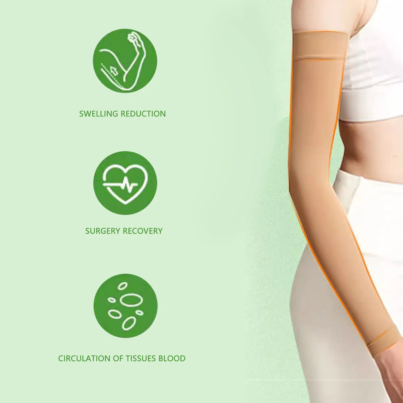 Lymphedema Compression Arm Sleeve for Men Women Elastic Anti Swelling Elbow Palm Support Edema Swelling for Outdoor Sports