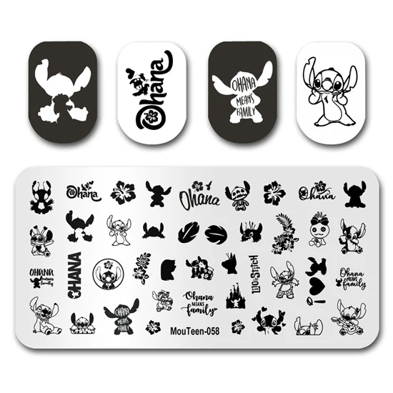 Stamp Plate MouTeen-181 Big Disney Lilo Stitch Nail Stamping Plates Manicure Set For Nail Art Stamper 2