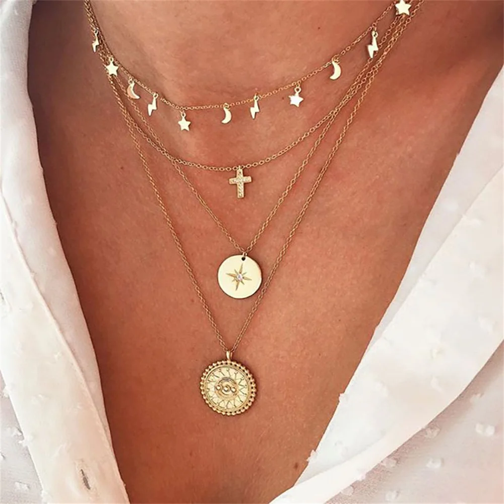 FNIO 2022 Fashion New Chunky Chain Necklace Women Simple Chain Pendant Necklace For Women Jewelry Gift