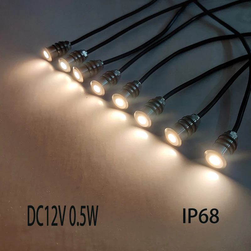 Mini LED 12V 0.5W oświetlenie pokładowe wpuszczane zewnętrzne Led Spot wodoodporne IP68 światło schodkowe ścieżka ogrodowa dekoracja gwiazdy reflektor podziemny