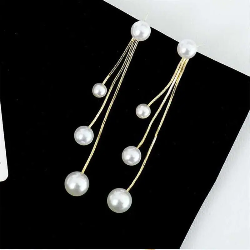 Nuovi semplici orecchini pendenti con perle Color oro stile celebrà per donna 2024 gioielli di moda coreani accessori dolci per ragazze da sposa