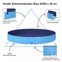 Piscine pour enfants ronde Ø 300 x 38 cm bleue, piscine pour enfants dans le jardin et sur la terrasse, bassin pour jeux d'été et plaisir aquatique, piscine familiale pour loisirs en plein air, grande piscine pour la maison et les vacances 4