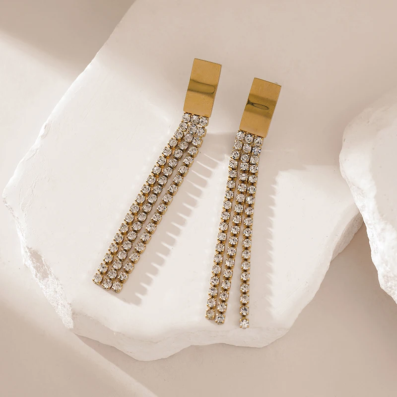 Orecchini da donna Eleganti Orecchini lunghi con nappe per donne e ragazze 2 paia (oro, argento