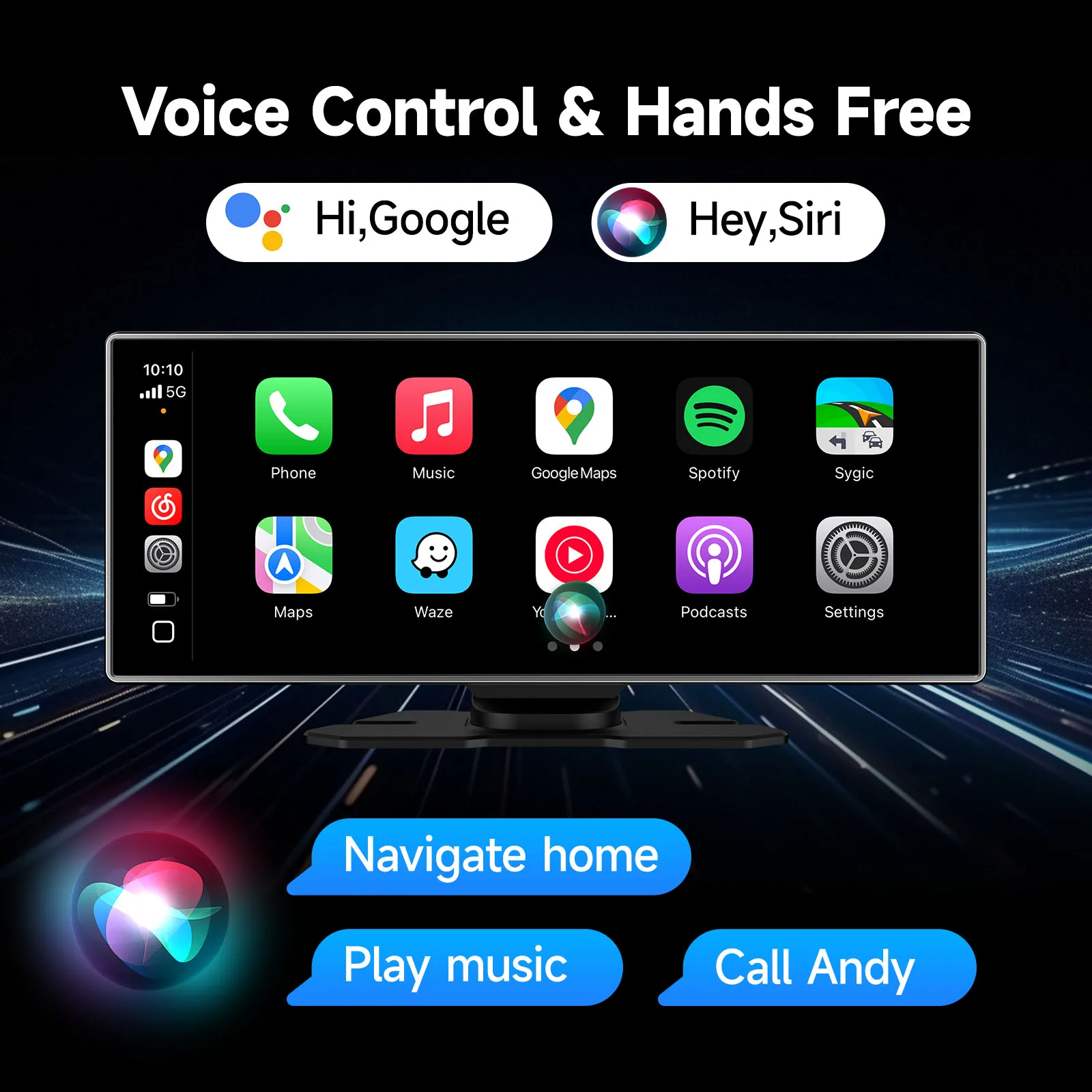 11.26 inch Car Touch Screen Multimedia Video Player Portable 4K DVR Wireless CarPlay Android Auto Dual Lens Driving Recorder