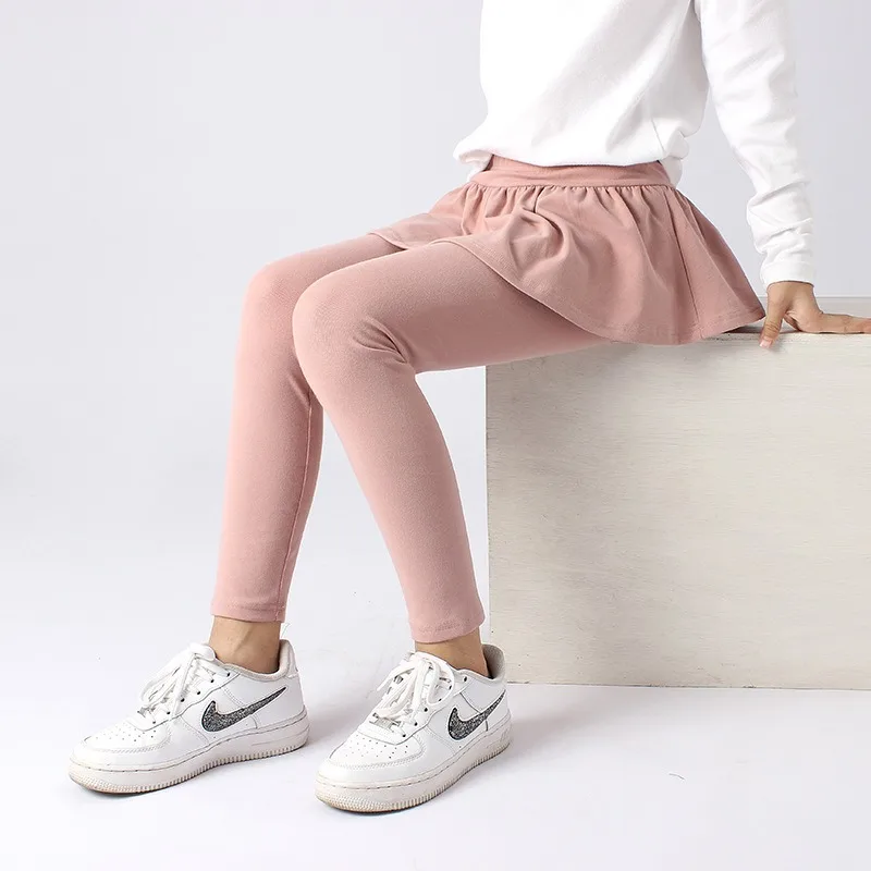 Girls School Uniform Pants Ruffle Warm Skirt Leggings Toddler Girl Stretchy Cotton Pantskirt Children Pants Tights Kids Clothes