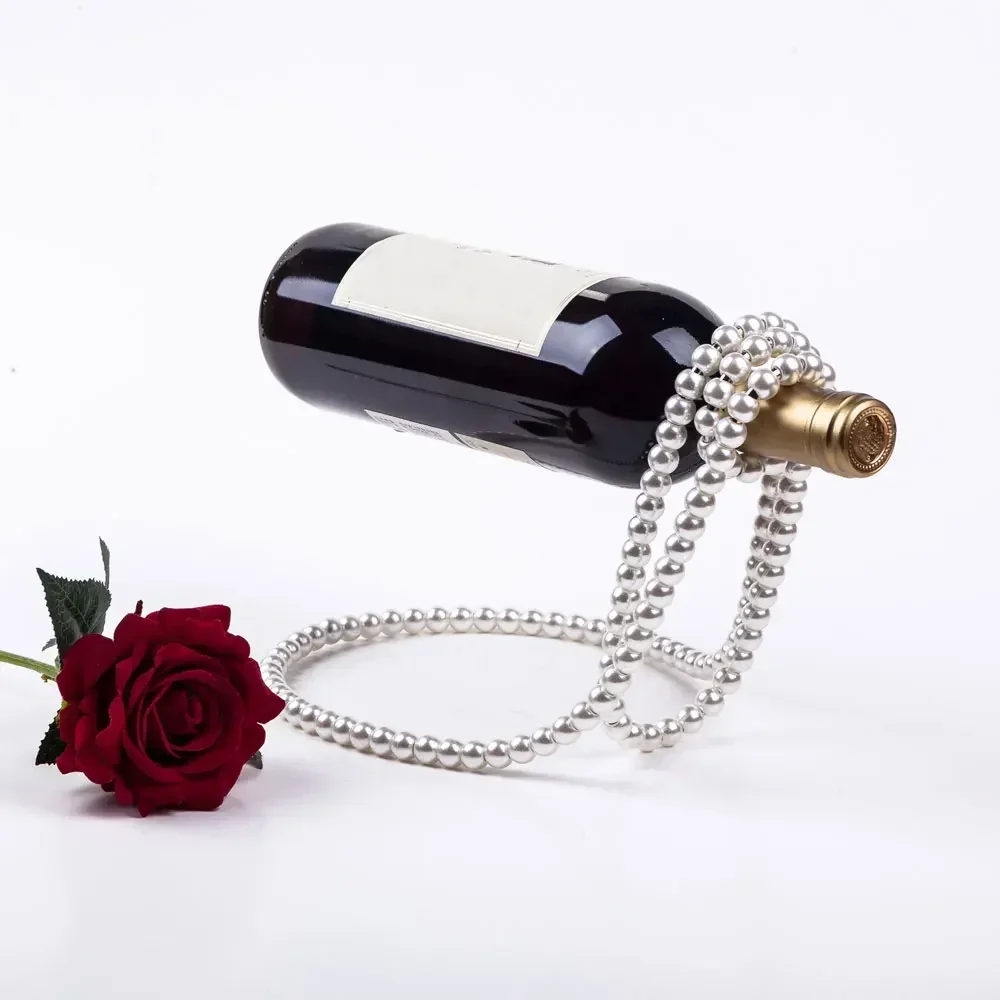 Creative Pearl Necklace Wine Rack Luxury Magic Metal Resin Hanging Suspension Wine Bottle Holder Home Bar Desktop Decoration New 3