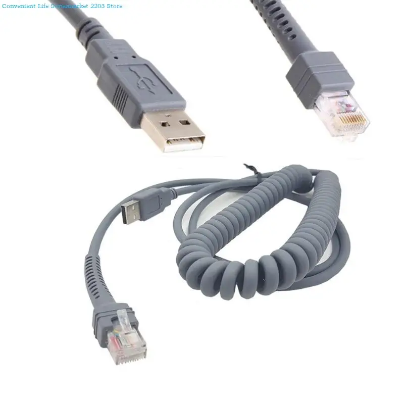 91AA Symbol LS2208AP LS1203 LS4208 LS4278용 효율적인 9피트 코일형 USB 케이블