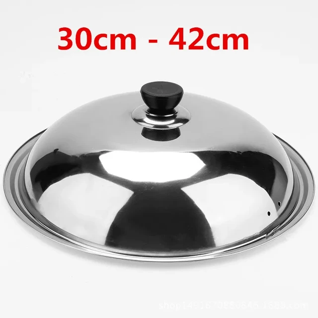 Cooking Wok Pan Lid Stainless Steel Universal Pan Cover Visible Replaced Lid  Frying Wok Pot good