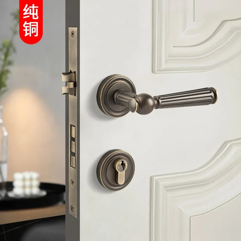 

Производитель, внутренний раздельный Американский полностью медный дверной замок, тихий дверной замок для спальни в стиле ретро, магнитный дверной замок из чистой меди han