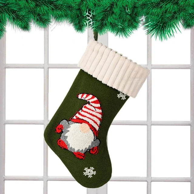 Christmas Stockings Felt Christmas Stockings Decoration Large 3D Gnome Cuff  Gift Bags Decorative Christmas Decor With