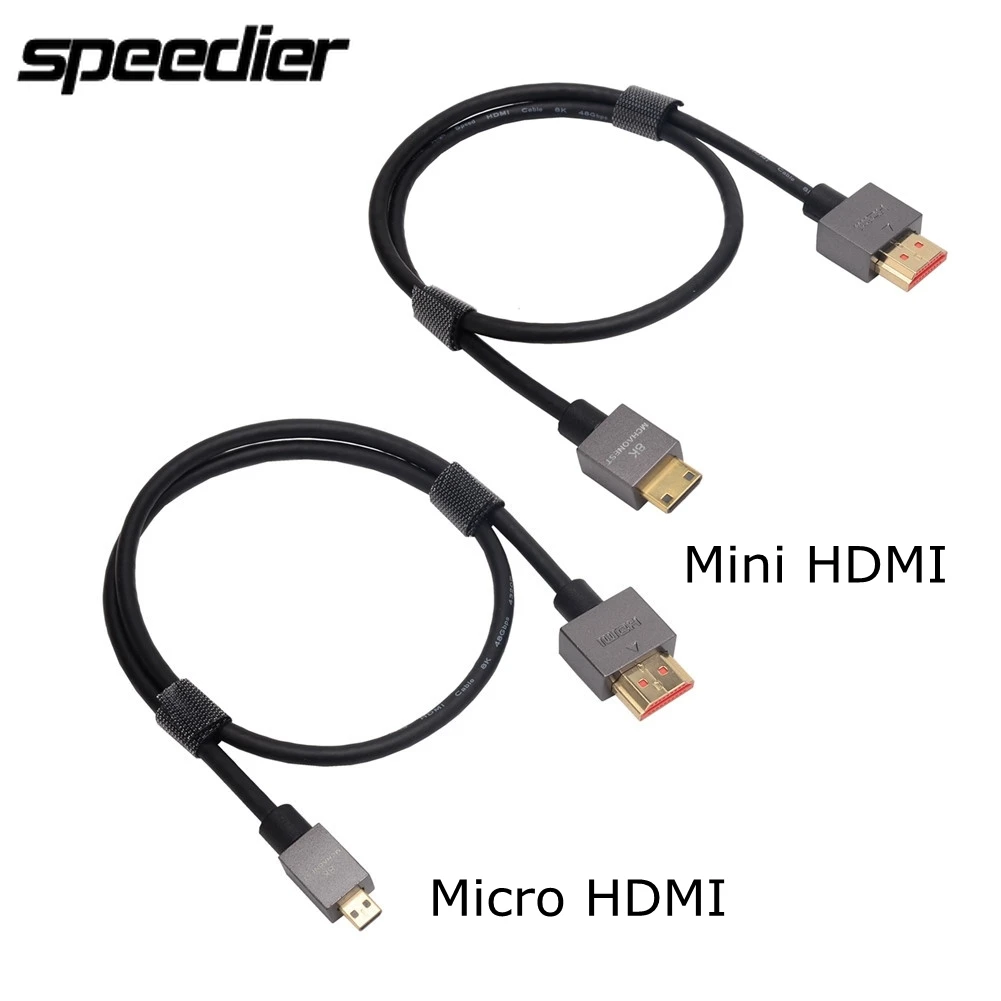 8K OD 3.8mm Super Soft Micro HDMI-compatible & Mini HDMI-compatible 2.1 Version male Thin Cable hd Light-weight Portable