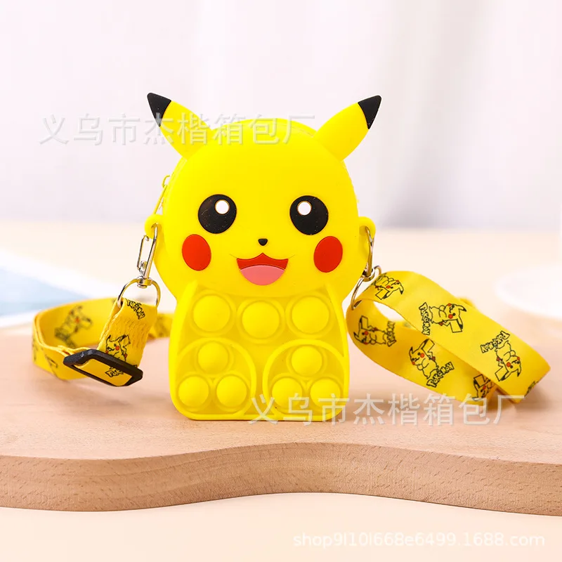 stress squeeze toy POKEMON Pikachu Anime Figure Popping Its Messenger Bag Push Bubble Storage Bags Birthday Party Girls Culture Gift mochi's fidget toys Squeeze Toys