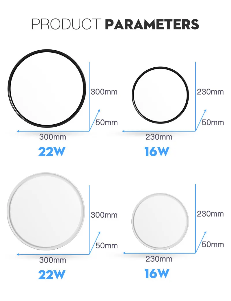 Description Picture 3 of itemModern Led Ceiling Lamps 220V Panel Light 16W 22W Indoor Ceiling Light for Bedroom Bathroom Living Room Kitchen Lighting Fixture