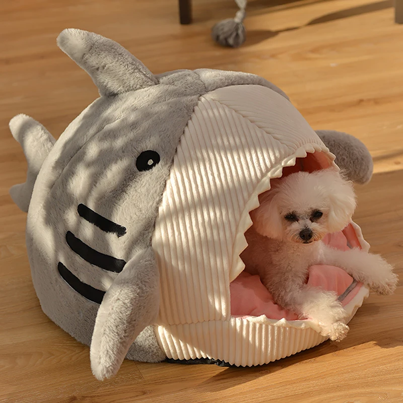 サメの形をしたペット用の猫のベッド,犬と猫用の暖かいクッション,柔らかい子犬の子猫,洗えるペット製品 AliExpress Mobile