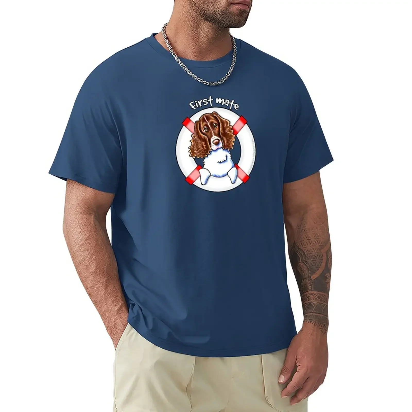 

Футболка Springer Spaniel: First Mate, белая мужская футболка с принтом животных