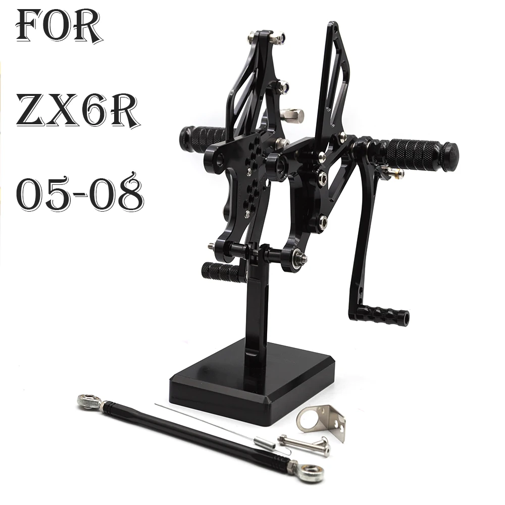 

For KAWASAKI Ninja ZX6R ZX636 ZX 6R 2005-2008 Motorcycle Rearset Footrest Footpeg CNC Aluminum AlloyPedal Foot peg Rear Set