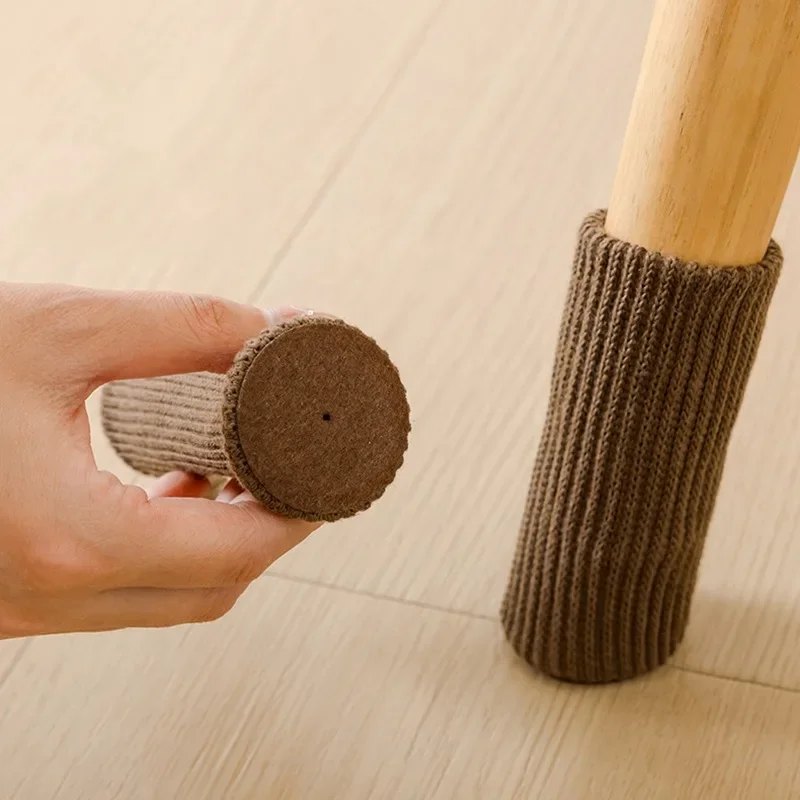 Calcetines para patas de silla, protectores de suelo para pies de muebles tejidos, almohadillas antideslizantes, cubiertas de calcetines para pies de silla y mesa gruesas y silenciosas, 4 Uds.