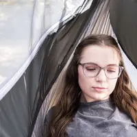 Nylon Mosquito Hammock with Attached Bug Net, 1 Person Dark Gray and , Open Size 115" L x 59" W 3