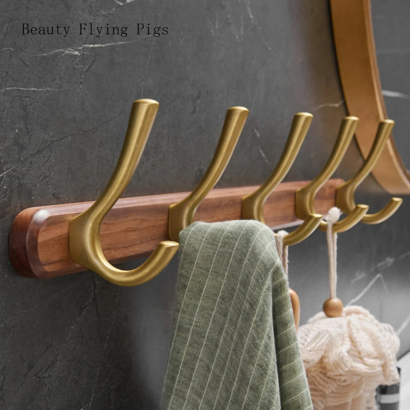 

Solid Wood Clothes Hook Bathroom Accessories Hook Behind The Door Clothes Key Storage Home Decoration Punching Installation