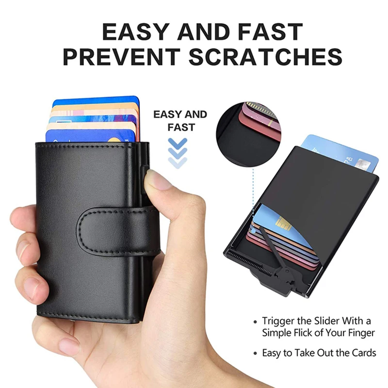 Rfid Credit Card Holder Wallets Men Black Magic Trifold Leather Slim Mini Wallet Small Money Bag Male Purses Carteira Masculina 3