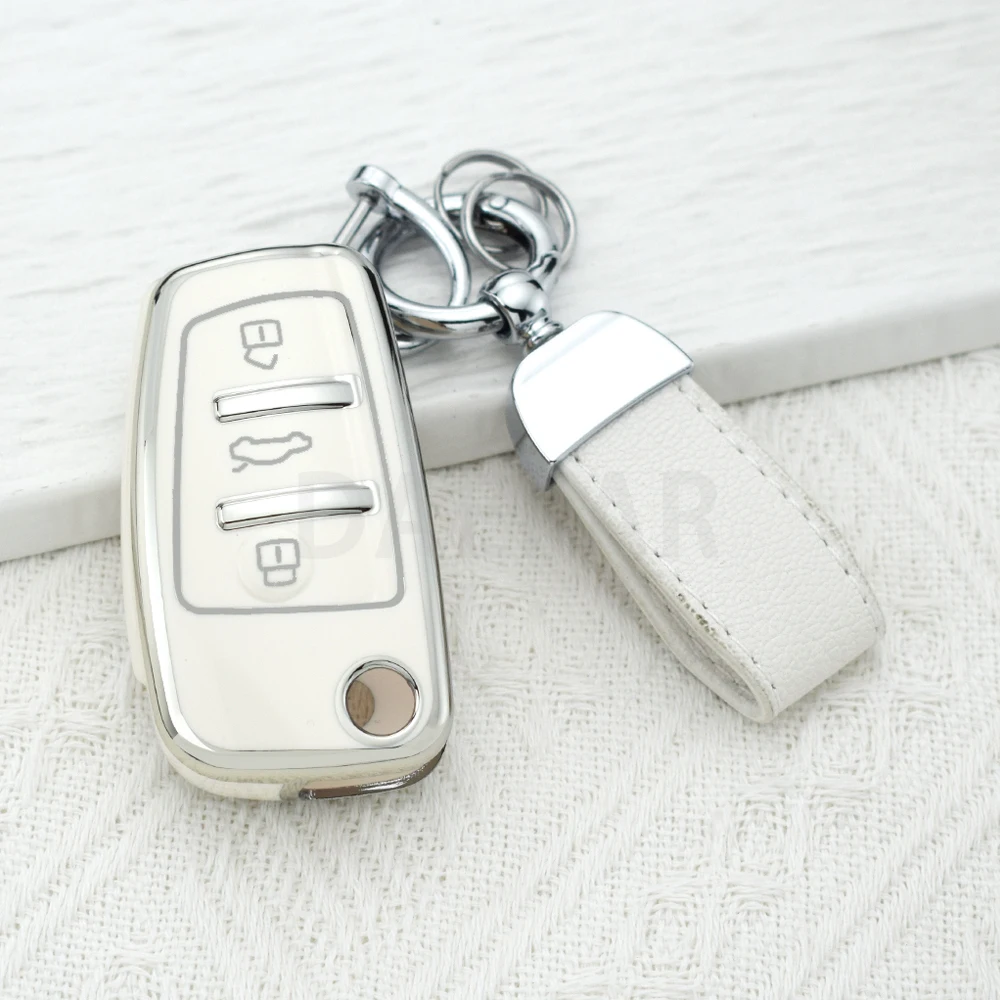 아우디 A1 A3 A4 8P 8L 8V A5 B6 B7 A6 A7 C5 C6 Q3 Q5 Q7 4F S3 S4 S6 RS3용 TPU 자동차 플립 키 케이스 커버 보호 키체인