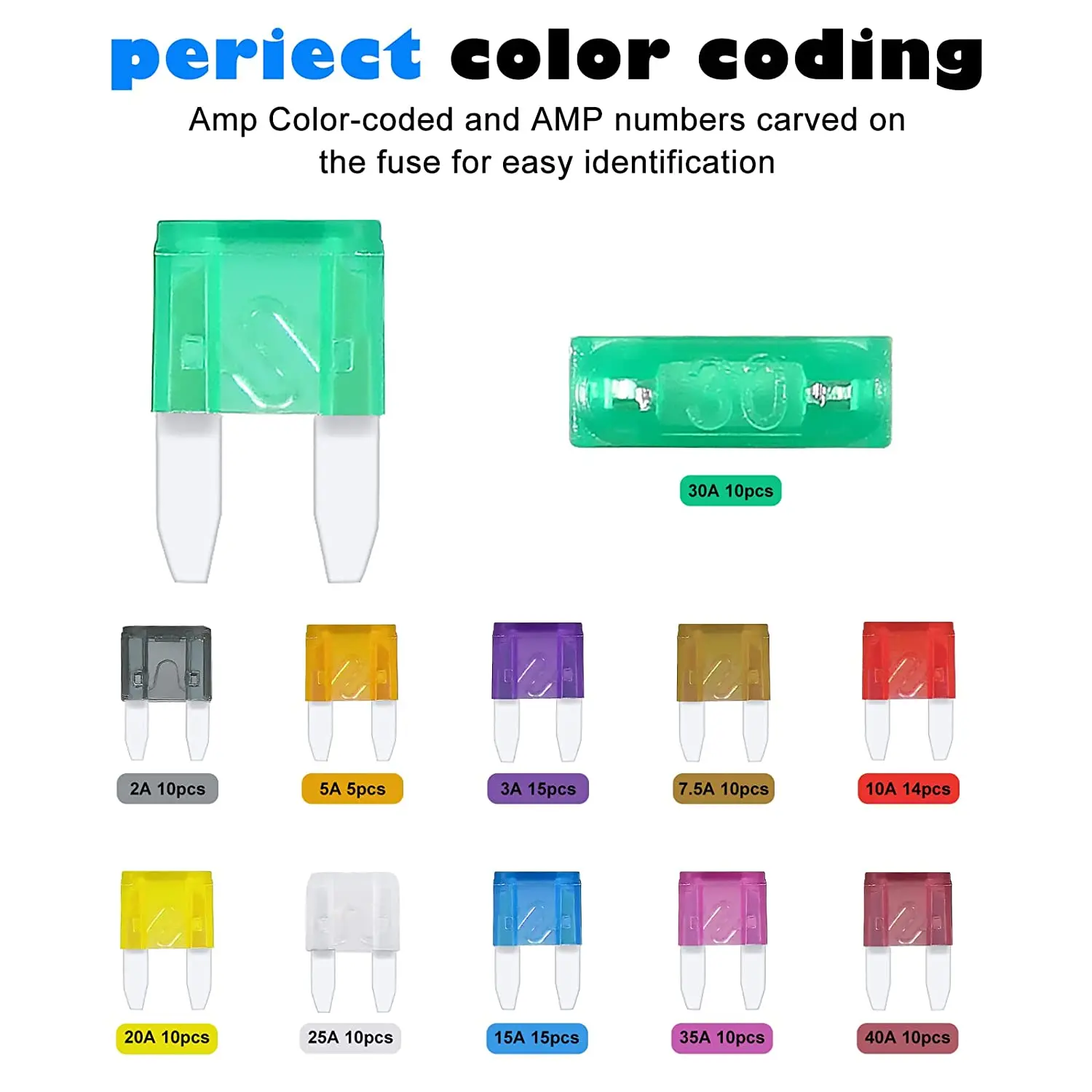Car Fuse Kit 100/120pcs Car Blade Fuses Assortment Kit Automotive Replacement Fuses Low Profile Mini Blade Car Boat Truck