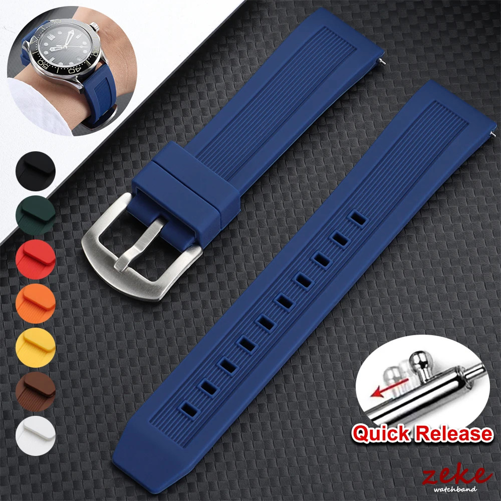 Enhanced Silicone Waterproof Watch Strap - Quick Release Rubber Wristband Belt